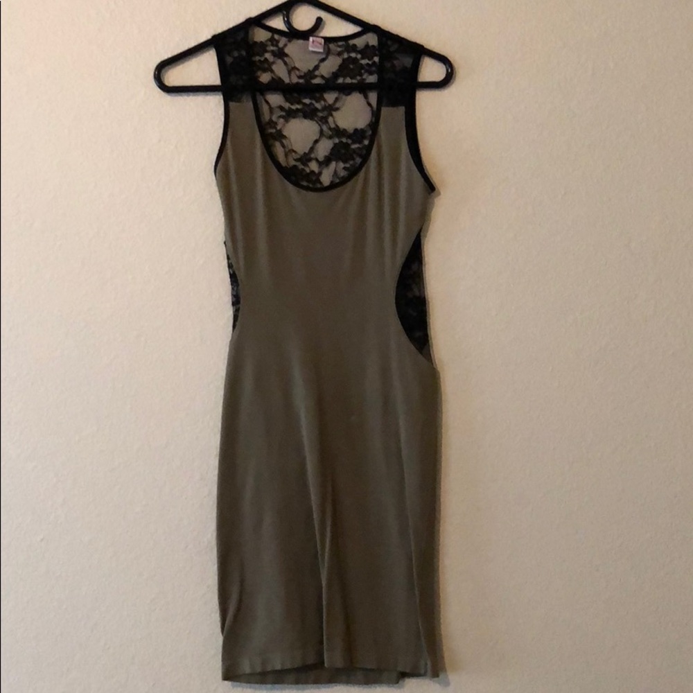 Green and black tight party dress